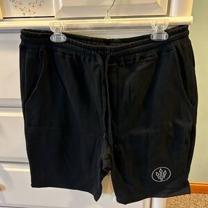 Black Athletic Shorts with Elastic Waistband and Comfortable Fit